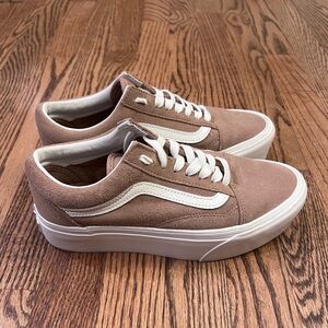 Old Skool Stackform Soft Suede Shoe, Womens Size 8, Burro/True White
